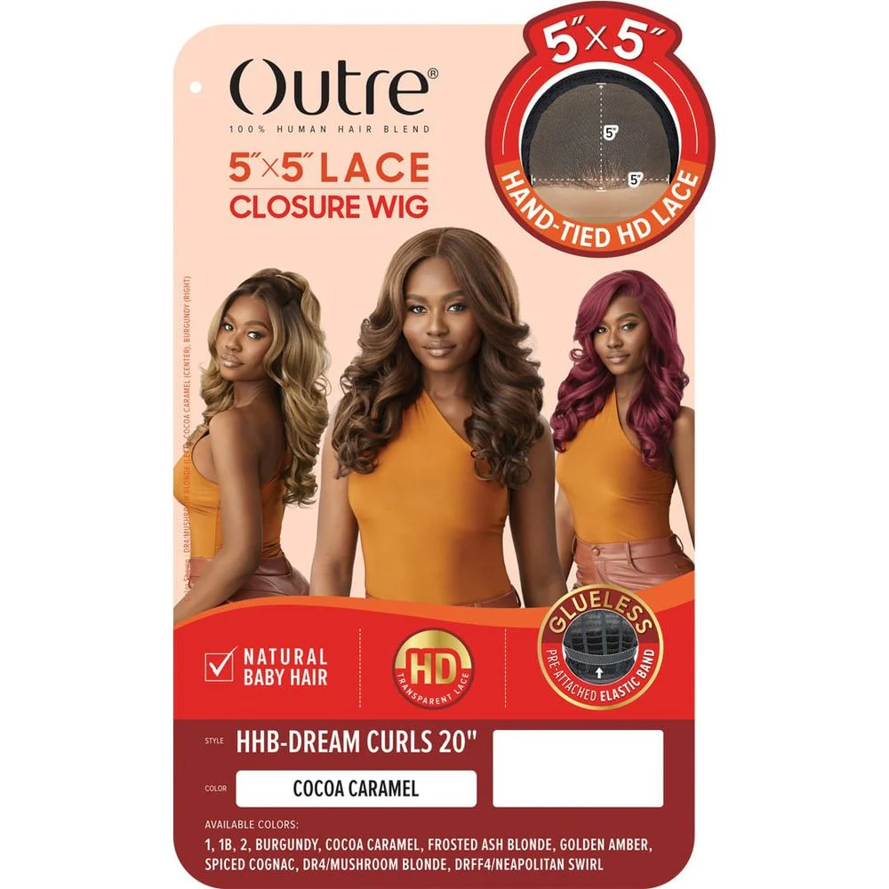 Outre 100% Human Hair Blend 5x5 HD Lace Closure Wig - Dream Curls 20" - Image 7
