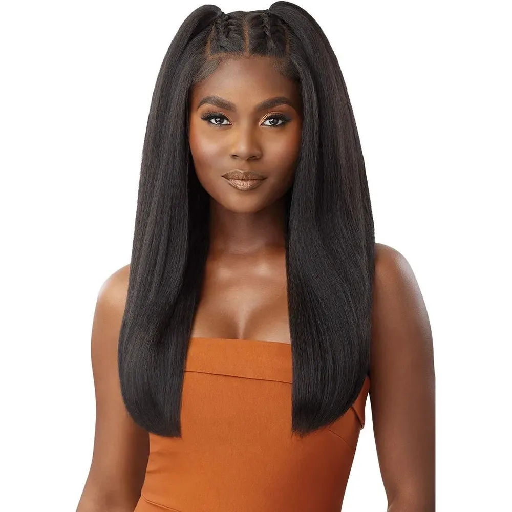 Outre 100% Human Hair Blend 5x5 HD Lace Closure Wig - Kinky Straight 24" - Image 3