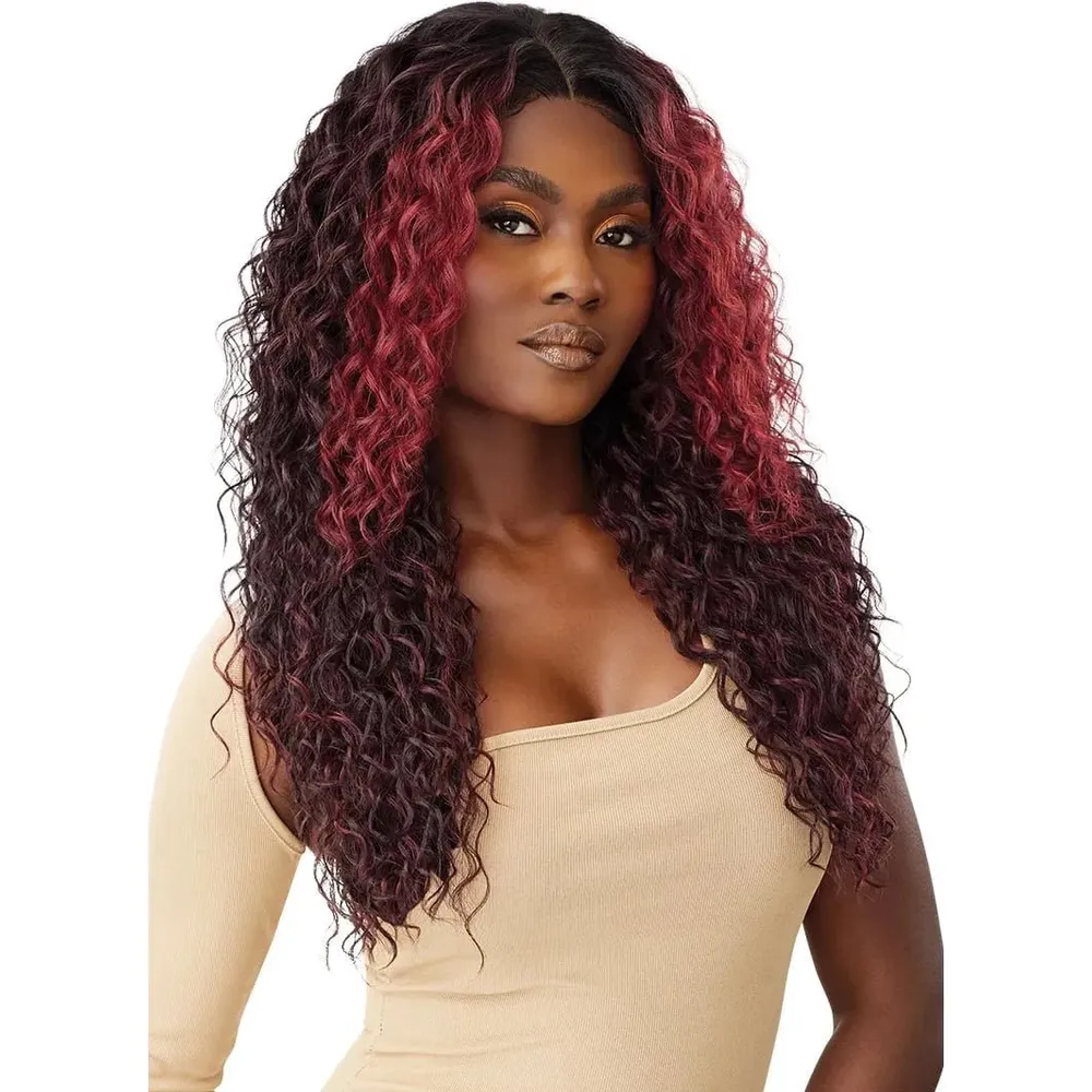 Outre 100% Human Hair Blend 5x5 HD Lace Closure Wig - Malaysian Deep 26" - Image 3