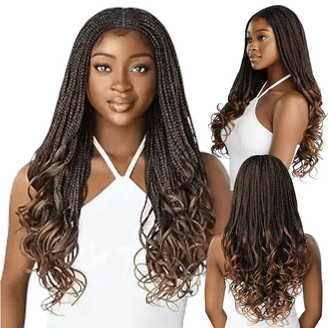 Outre 4x4 HD Lace Front Wig - Middle Part French Curl Box Braids 26β