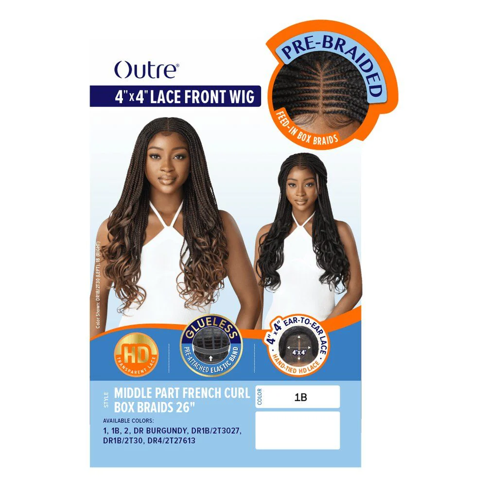 Outre 4x4 HD Lace Front Wig - Middle Part French Curl Box Braids 26β - Image 6