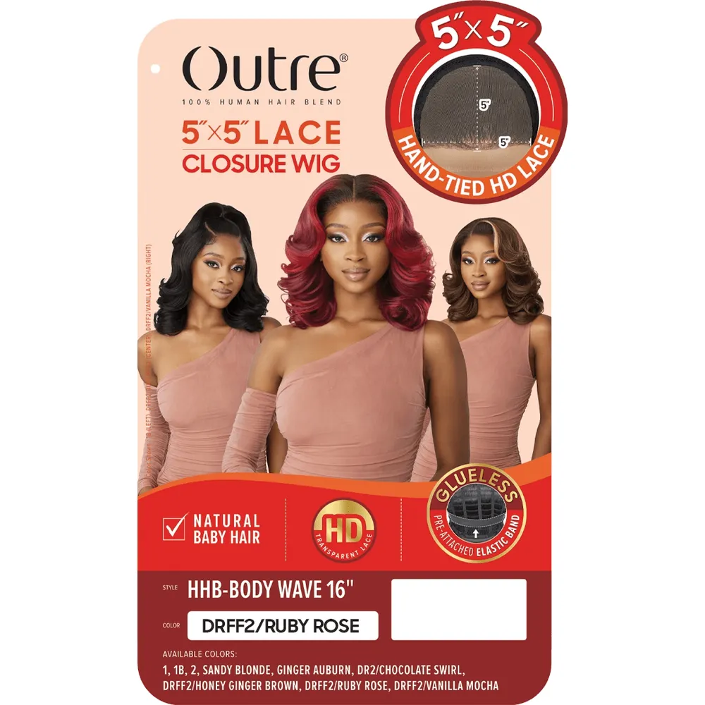 Outre 5x5 Lace Closure Human Hair Blend Wig Body Wave 16" - Image 7