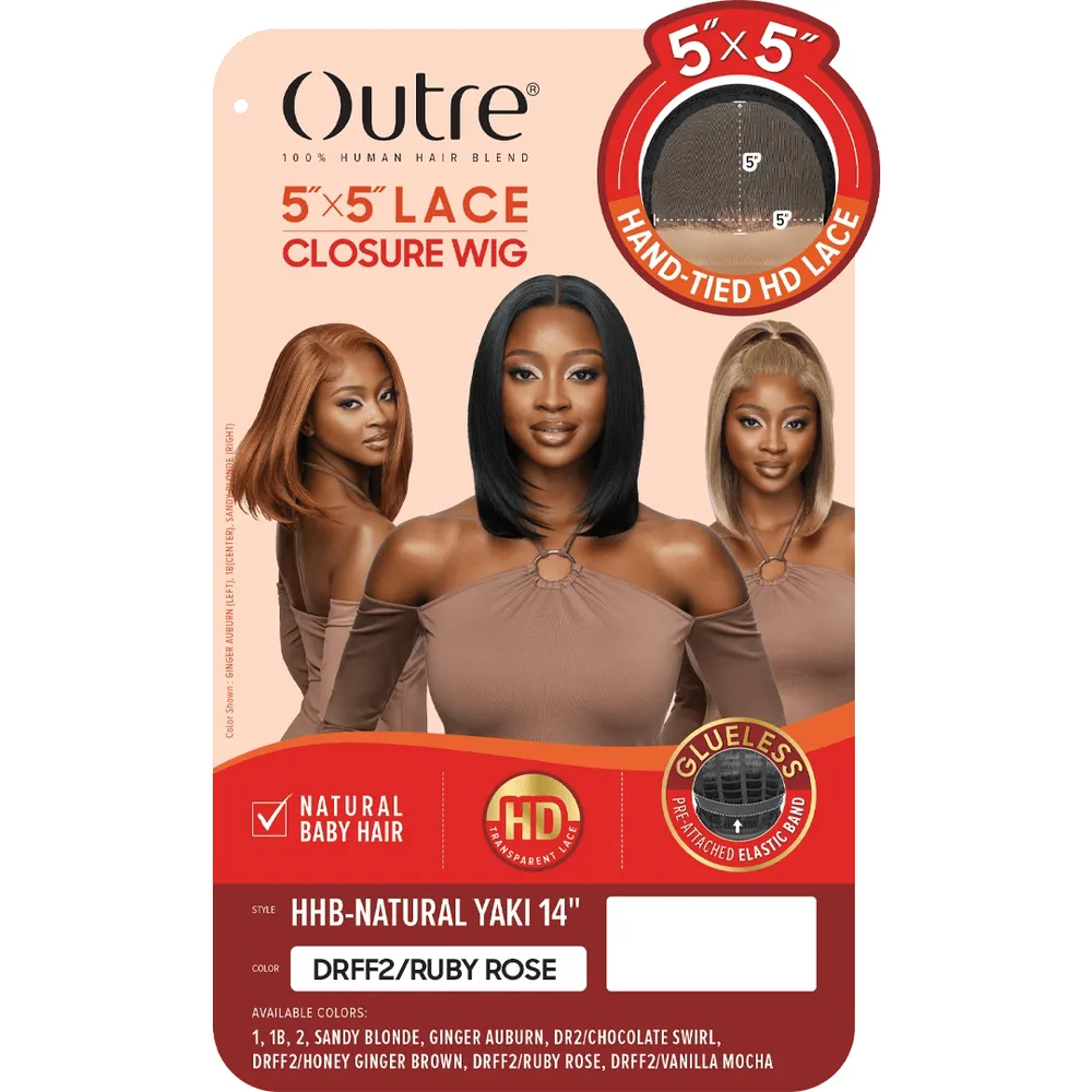 Outre 5x5 Lace Closure Human Hair Blend Wig Natural Yaki 14" - Image 8
