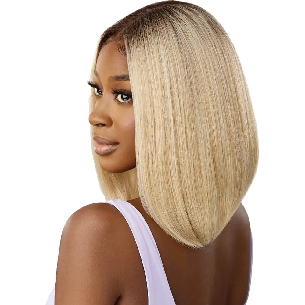 Outre Airtied 100% Fully Hand- Tied Human Hair Blend HD Lace Wig - Yaki 12" - Image 4