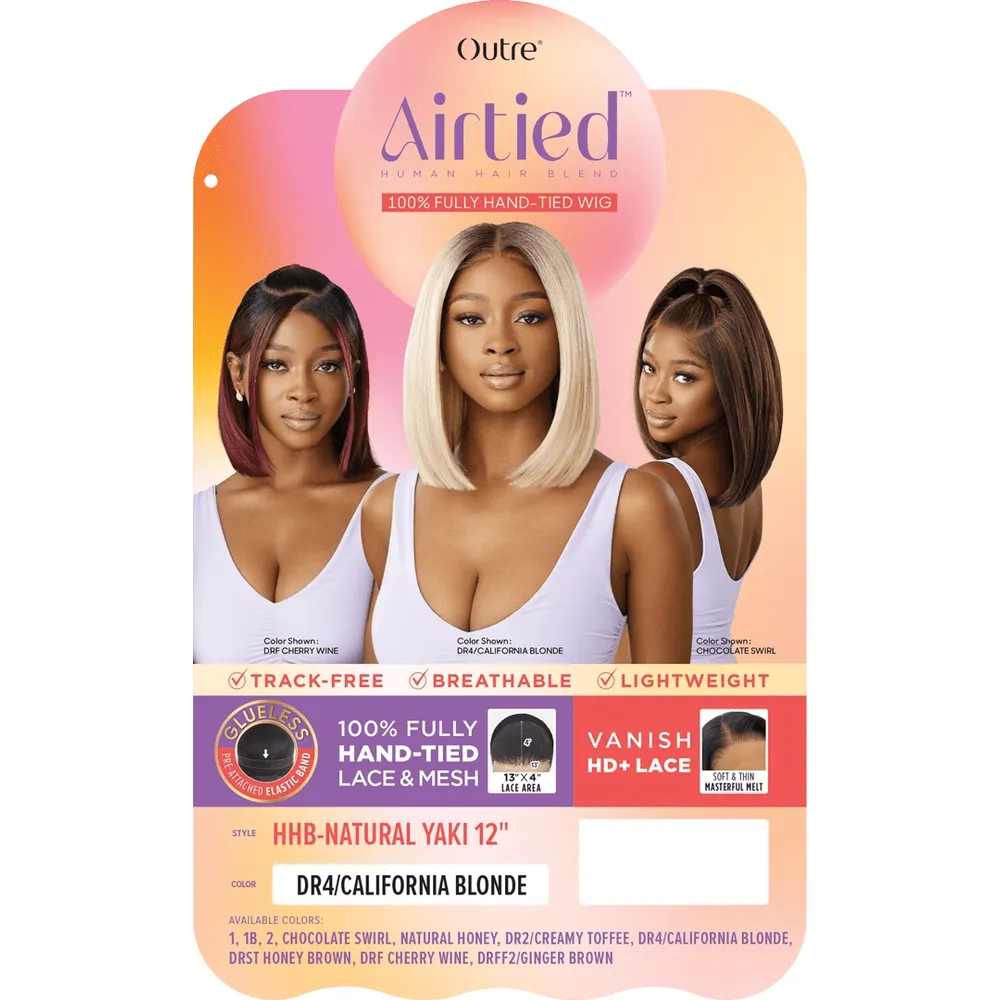 Outre Airtied 100% Fully Hand- Tied Human Hair Blend HD Lace Wig - Yaki 12" - Image 8