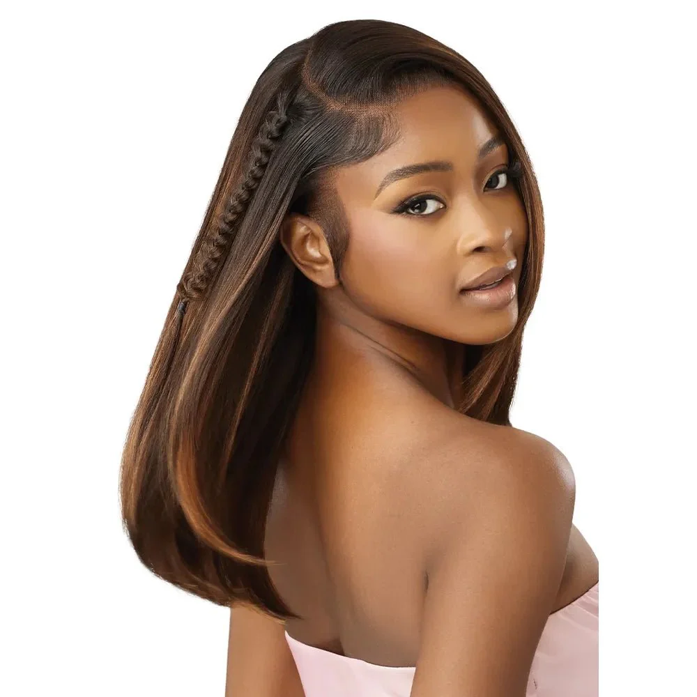 Outre Airtied 100% Fully Hand-Tied Human Hair Blend HD Lace Wig - Sleek Yaki 20" - Image 4