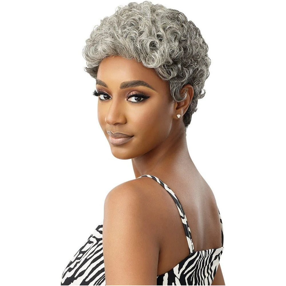 Outre Fab & Fly Cull Cap Wig Gray Glamour Human Hair Full Wig - Dina - Image 5