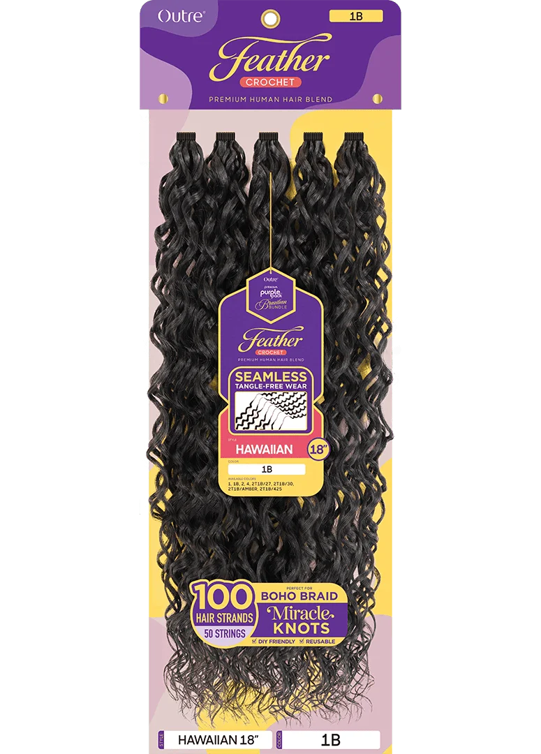 Outre Purple Pack Human Hair Blend Brazilian Feather Crochet โ Hawaiian 18"