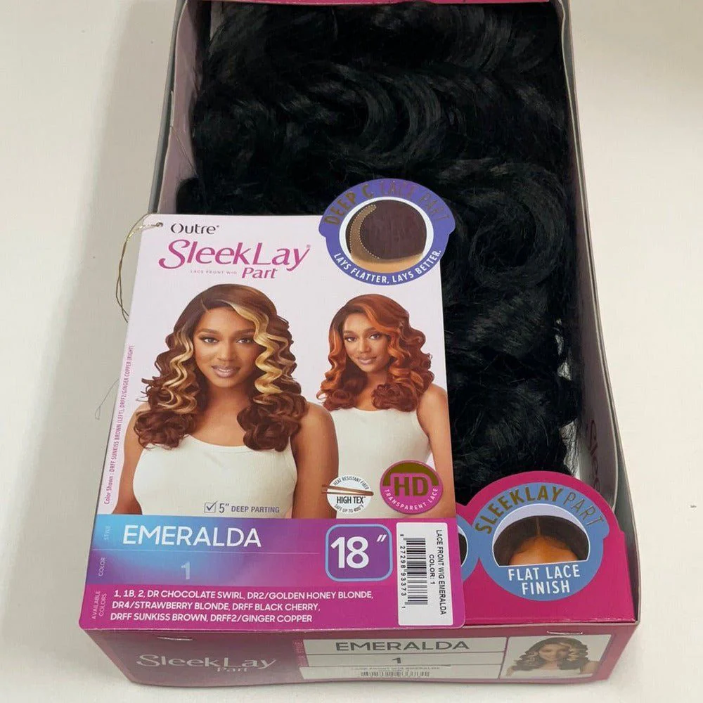 Outre Sleeklay Part Deep C Part Synthetic Lace Front Wig - Emeralda - Image 6