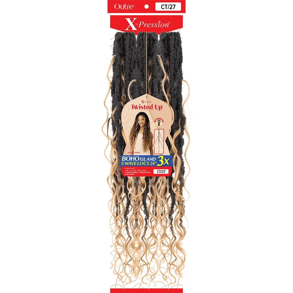 Outre X‑Pression Synthetic Crochet Hair – 3X Boho Island S‑Wave Locs 24″