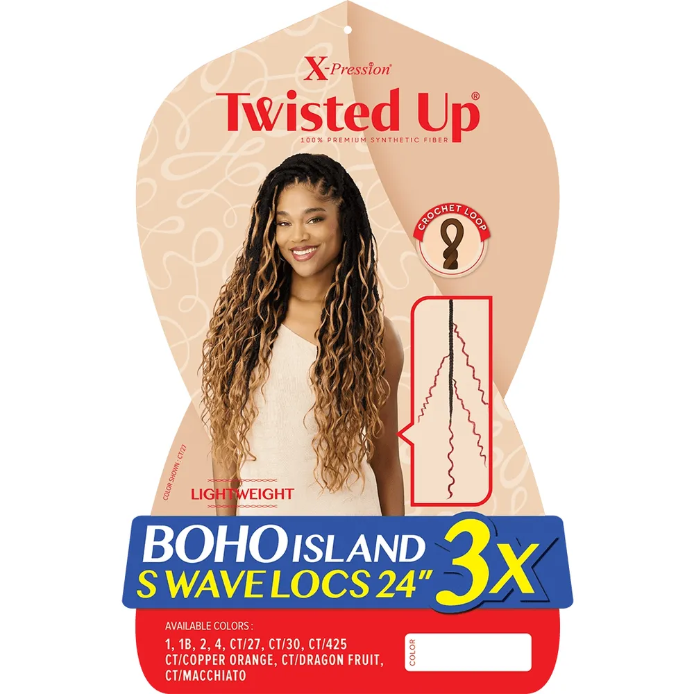 Outre X‑Pression Synthetic Crochet Hair – 3X Boho Island S‑Wave Locs 24″ - Image 3