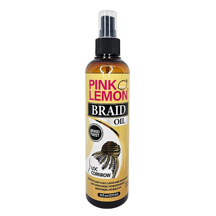 Pink Lemon Braiding Oil – Shine for Braids 8 oz - Image 2