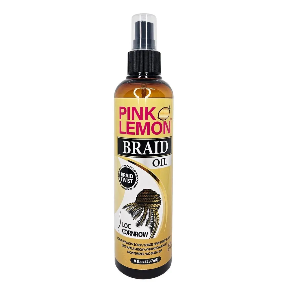 Pink Lemon Braiding Oil – Shine for Braids 8 oz - Image 3