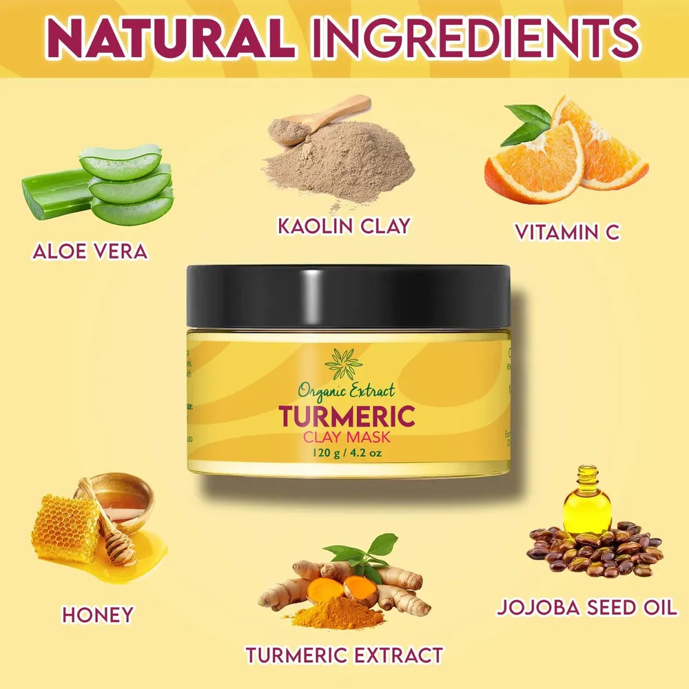 Organic Extract Turmeric Clay Mask - 4oz - Image 4