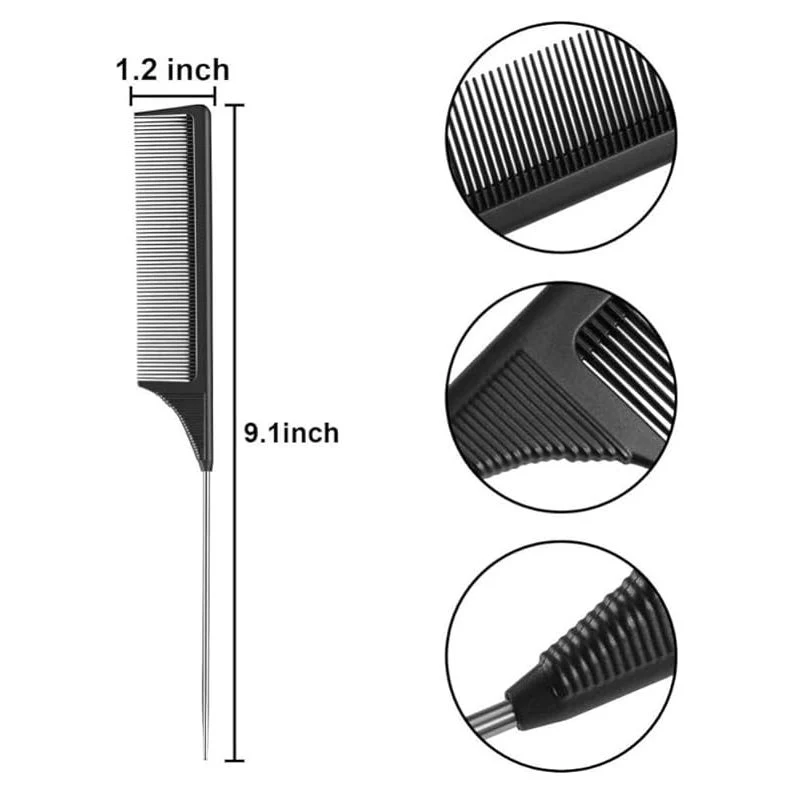 Professional Stainless Steel Hair Tail Comb - Salon Styling Tool - Image 4