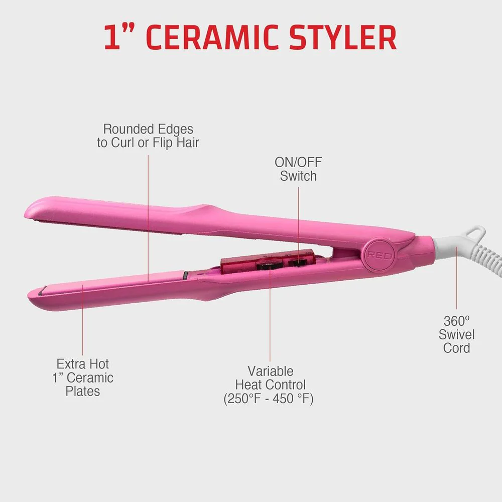 RED 1" Color Flat Iron β Hair Straightener - Image 2