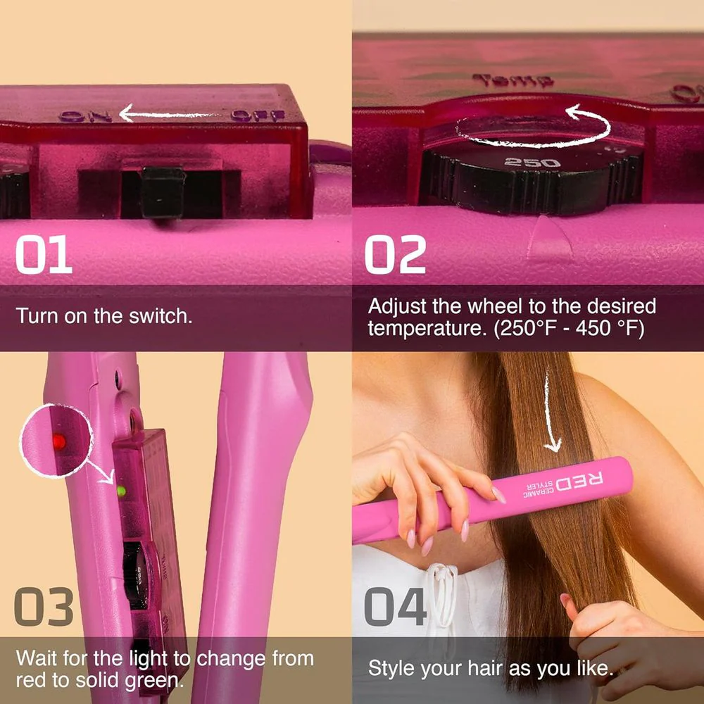 RED 1" Color Flat Iron β Hair Straightener - Image 3