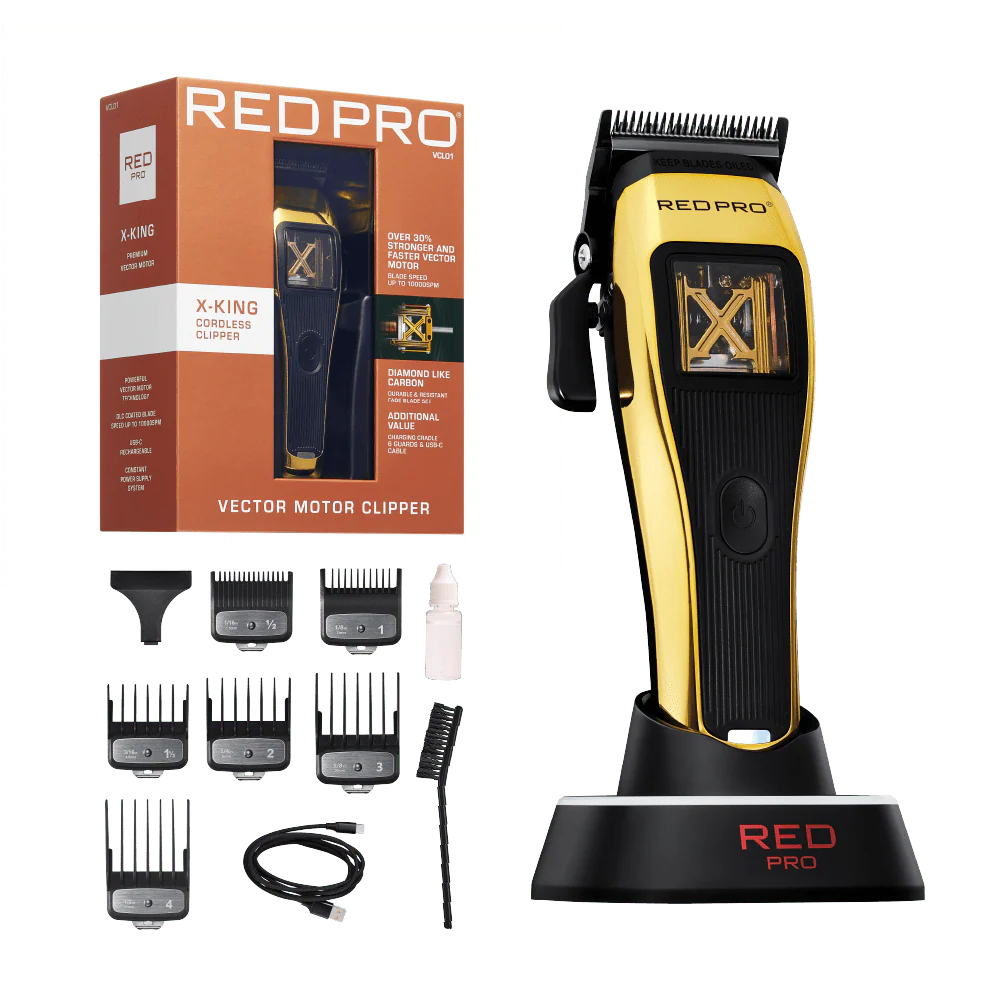 RED PRO Vector Cordless Hair Clipper β Gold & Black