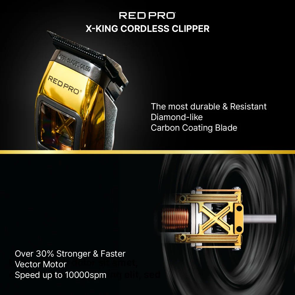 RED PRO Vector Cordless Hair Clipper β Gold & Black - Image 2