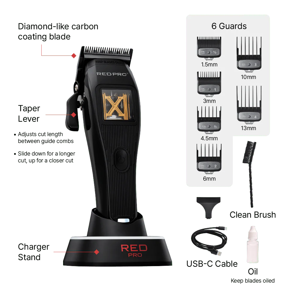 RED PRO Vector Cordless Hair Clipper β Gold & Black - Image 7