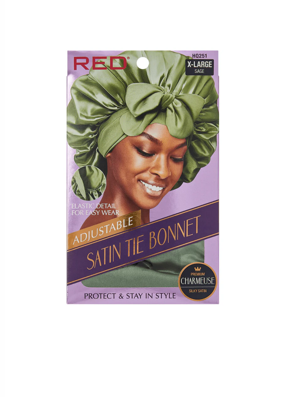 Red Adjustable Satin Tie Bonnet - Image 2