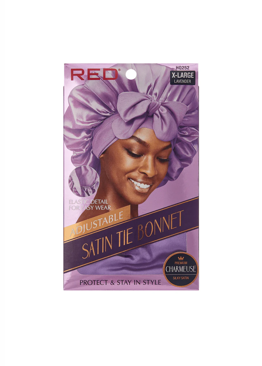 Red Adjustable Satin Tie Bonnet - Image 3