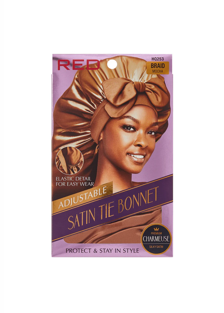 Red Adjustable Satin Tie Bonnet - Image 4