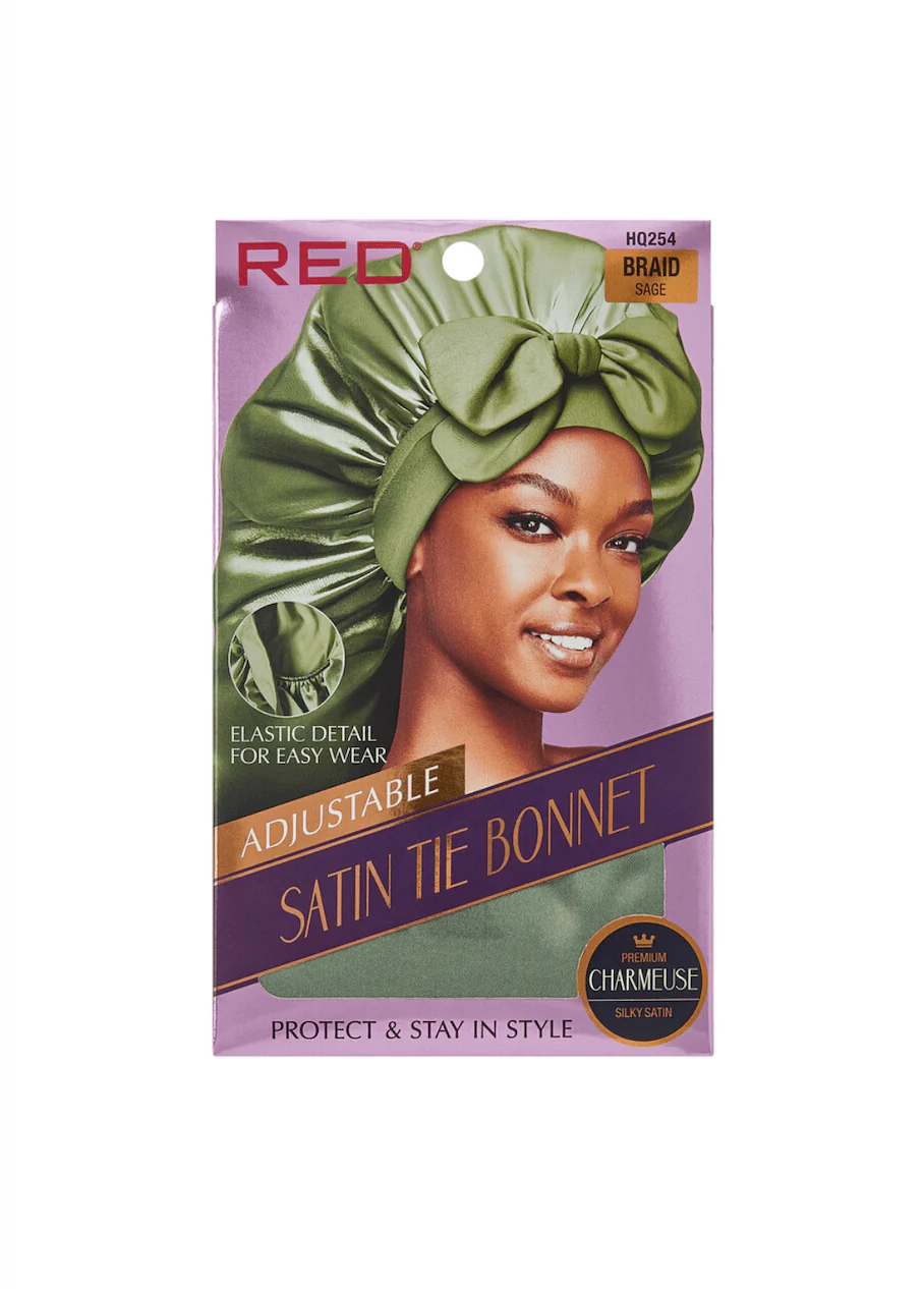 Red Adjustable Satin Tie Bonnet - Image 5