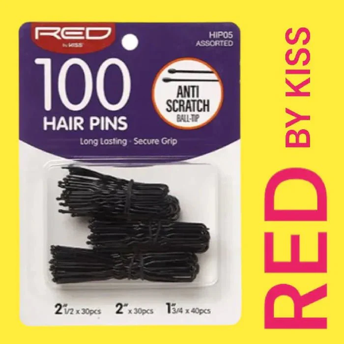 Red by Kiss 100 Pcs Hair Pins – 1¾", 2", & 2½" - Image 2
