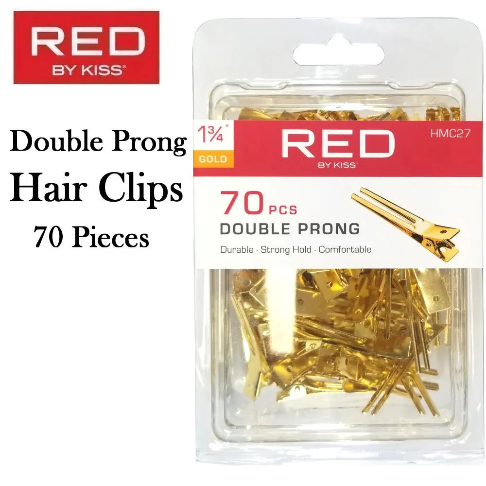 Red by Kiss 70 Pcs Double Prong Clips โ 1ยพ"