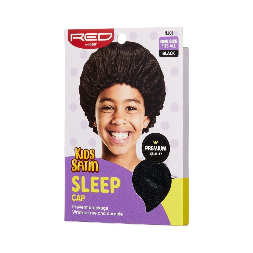 Red by Kiss Kids Satin Sleep Cap – Soft Overnight Hair Protection - Image 3