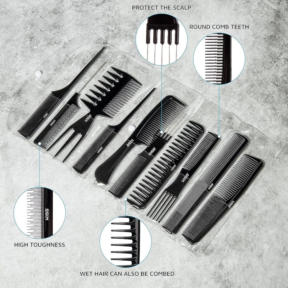 Red by Kiss Bone Black 10-Piece Comb Set - Image 4