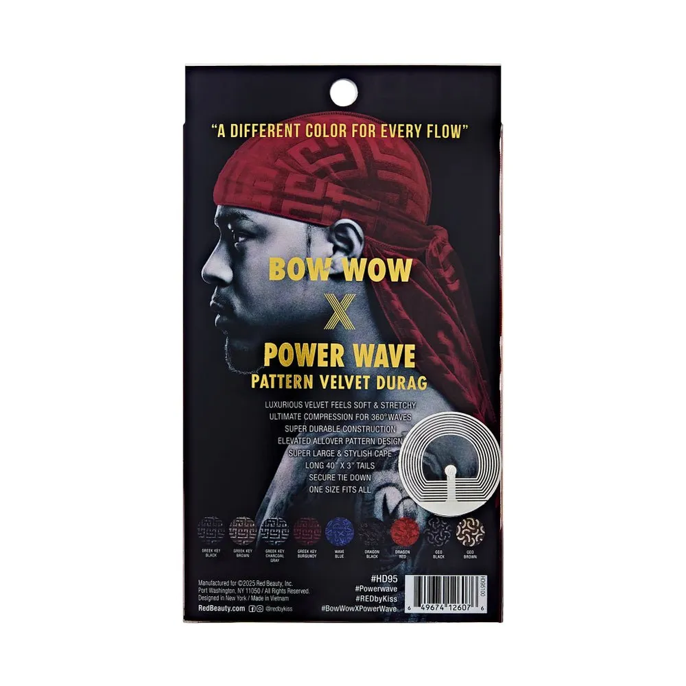 Red by Kiss Bow Wow X Power Wave Sleek Pattern Durag - Image 14