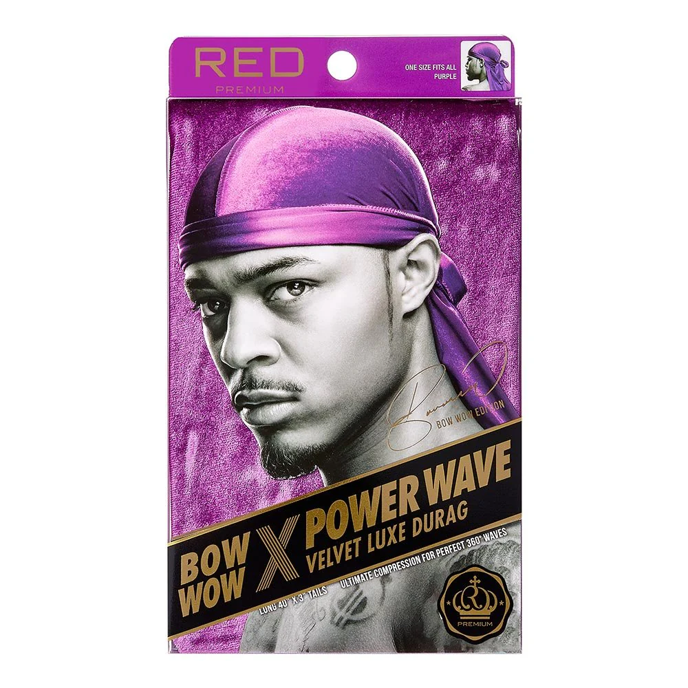 Red by Kiss Bow Wow X Power Wave Velvet Durag β Premium Velvet Compression - Image 2
