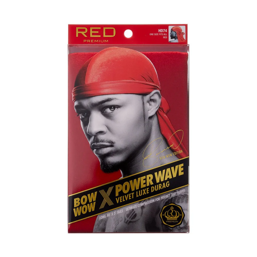 Red by Kiss Bow Wow X Power Wave Velvet Durag β Premium Velvet Compression - Image 4
