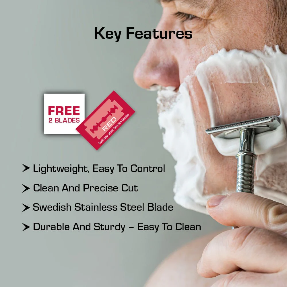RED BY KISS Classic Shaver β Precision Shaving with 2 Swedish Blades - Image 2