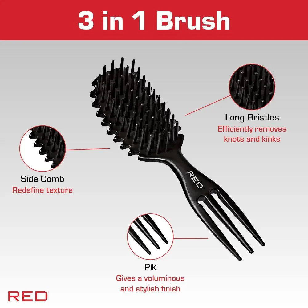 Red by Kiss Curl and Care 4-in-1 Detangle Brush β Black - Image 3