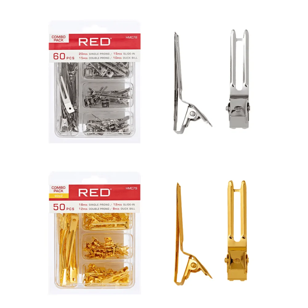 Red by Kiss Duck Bill Clips, Slide-In & Prongs for Styling โ Combo