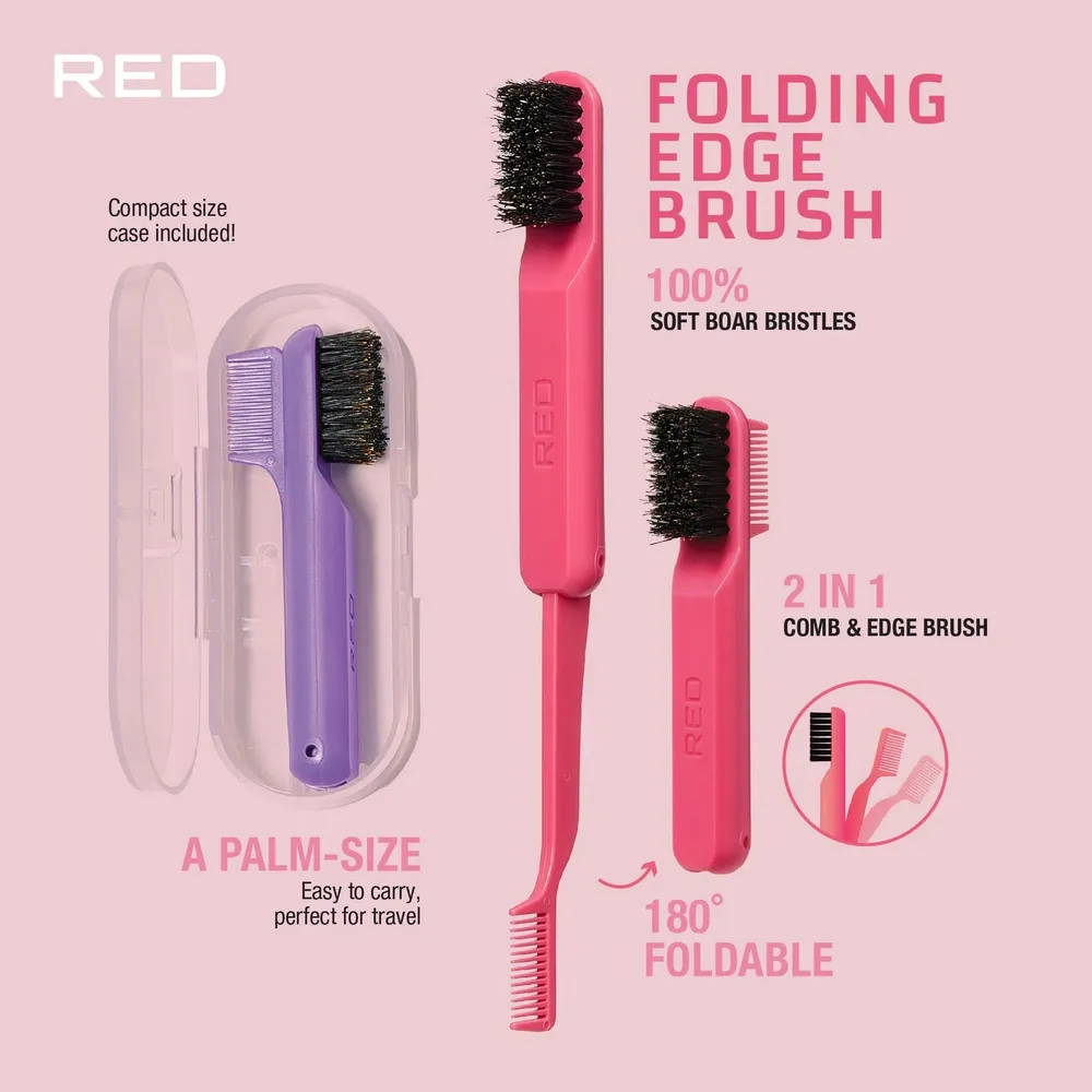 Red by Kiss Edge Fold Travel Size – Compact Folding Edge Brush - Image 3
