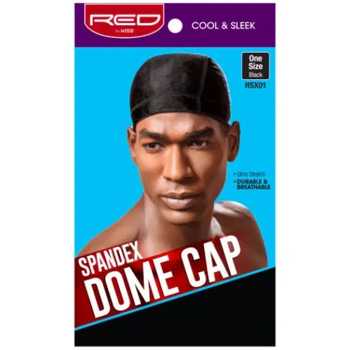 Red Spandex Dome Cap Black HSX01