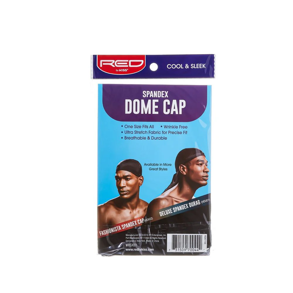 Red Spandex Dome Cap Black HSX01 - Image 3