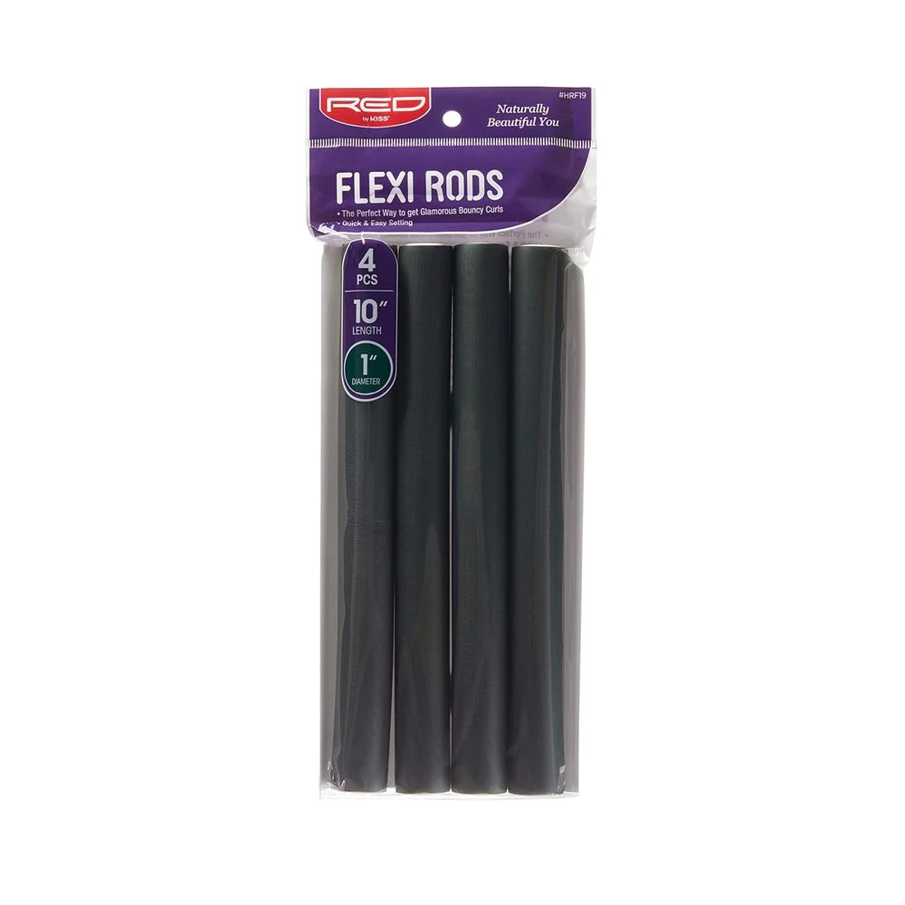 Red by Kiss Flexi Rods β 10" 1" Diameter - 4PCS Value Pack for Large Curls & Waves