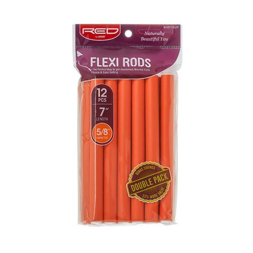 Red by Kiss Flexi Rods ā 7" 5/8" Diameter - 12PCS Value Pack for Heat-Free Curls