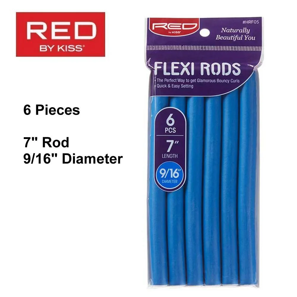 Red by Kiss Flexi Rods β 7" 9/16" Diameter - 6PCS Value Pack for Defined Curls & Bounce