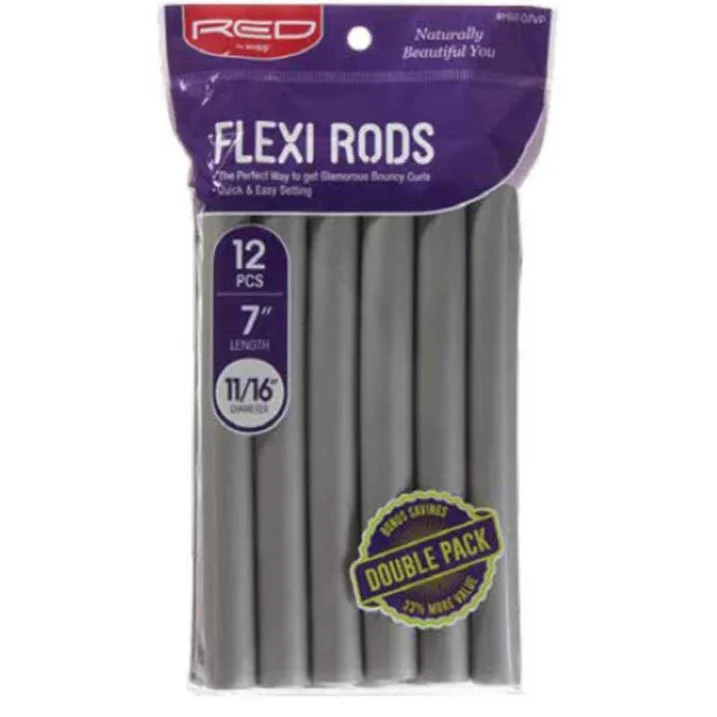 Red by Kiss Flexi Rods β 7" 11/16" Diameter - 12PCS Value Pack for Natural-Looking Curls