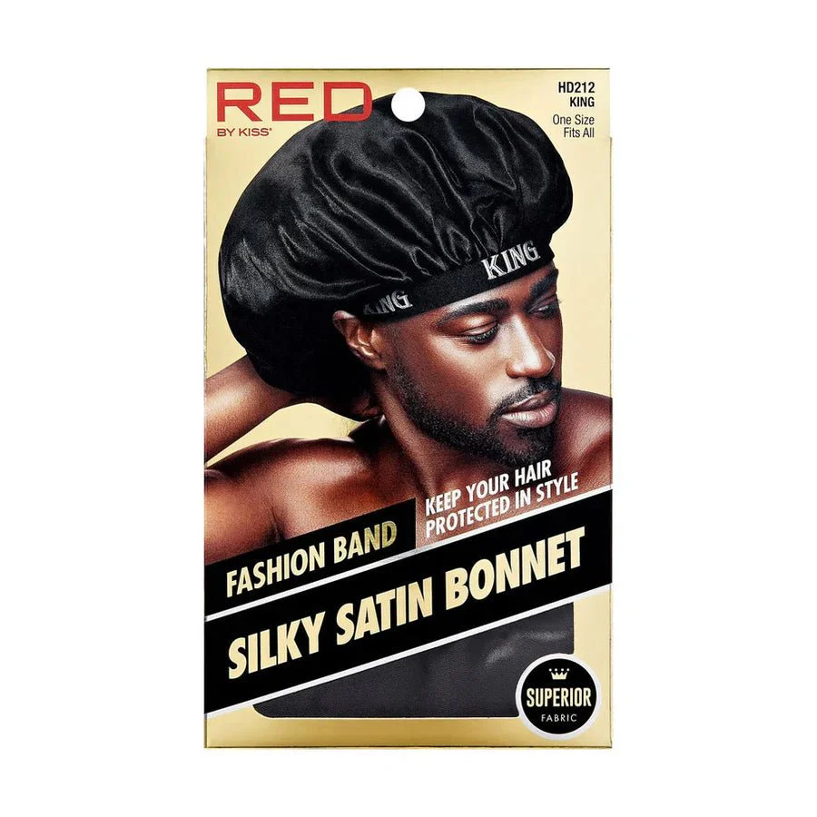 RED Men’s Silky Satin Elastic Bonnet - Image 3