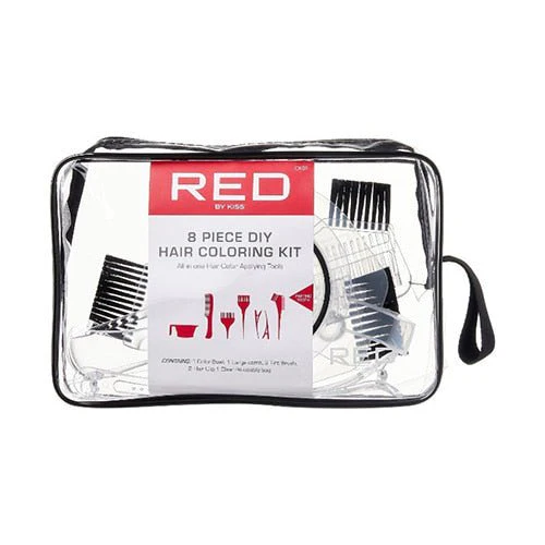 Red by Kiss Hair Coloring Kit with Pouch Bag ā 8 Piece Set
