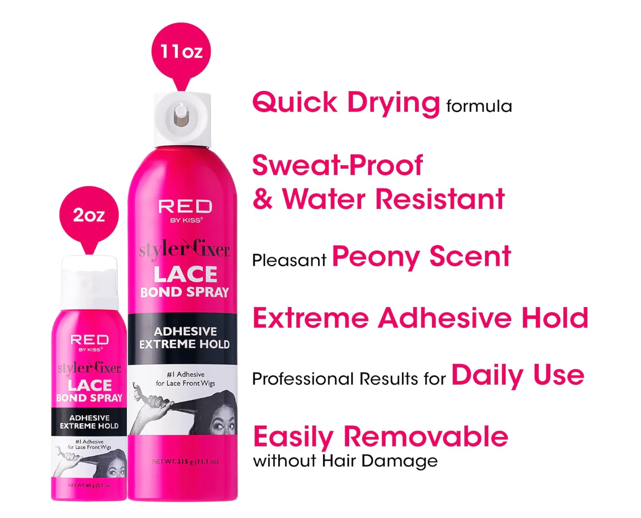 RED by Kiss Hair Glue Spray Adhesive β Extreme Hold - Image 2