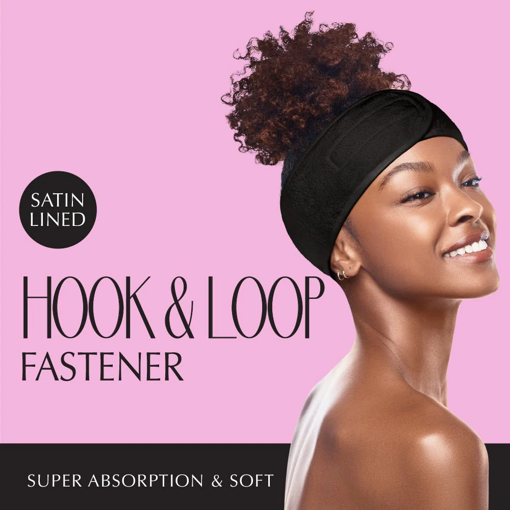 Red by Kiss Hook & Loop Spa Headband – Black