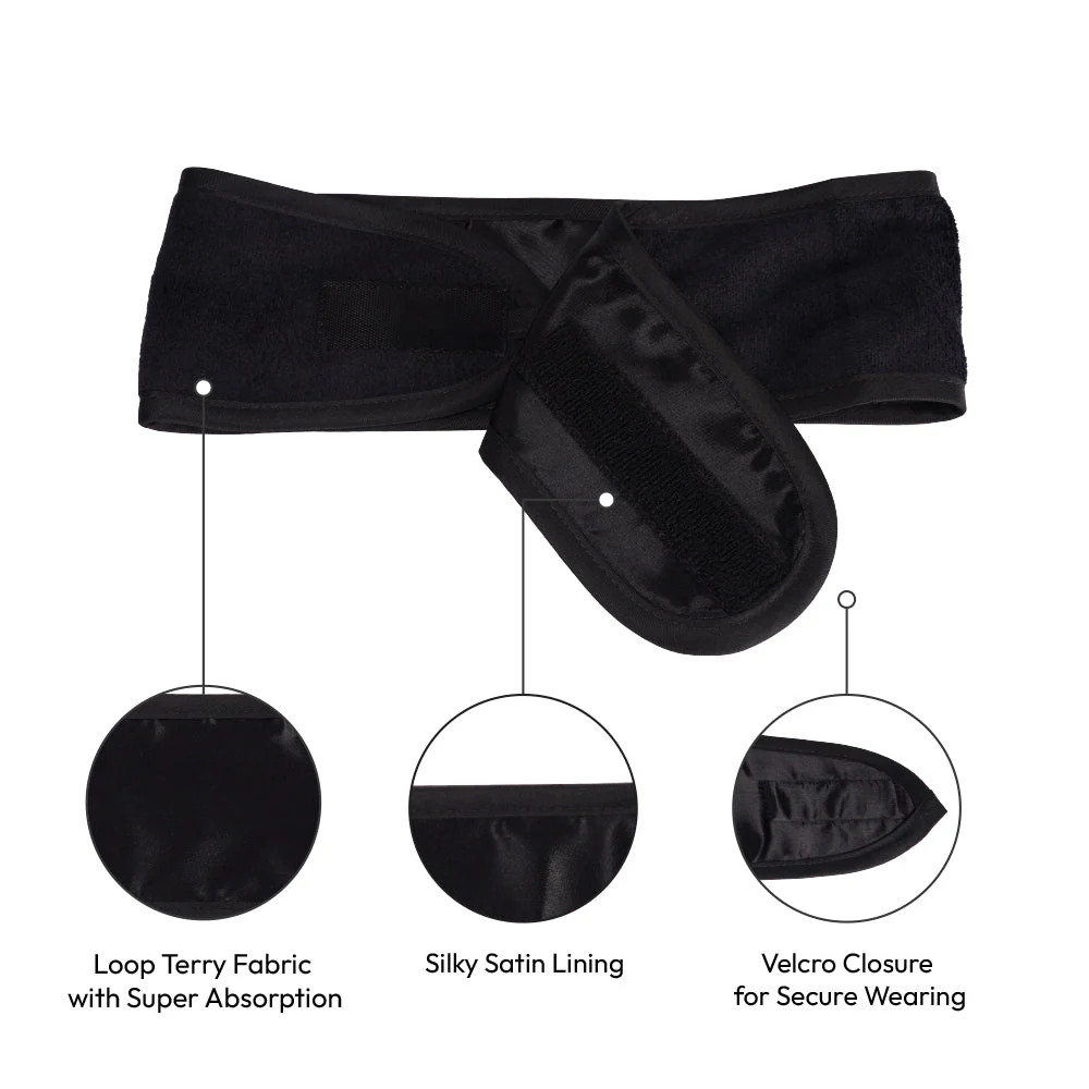 Red by Kiss Hook & Loop Spa Headband – Black - Image 3
